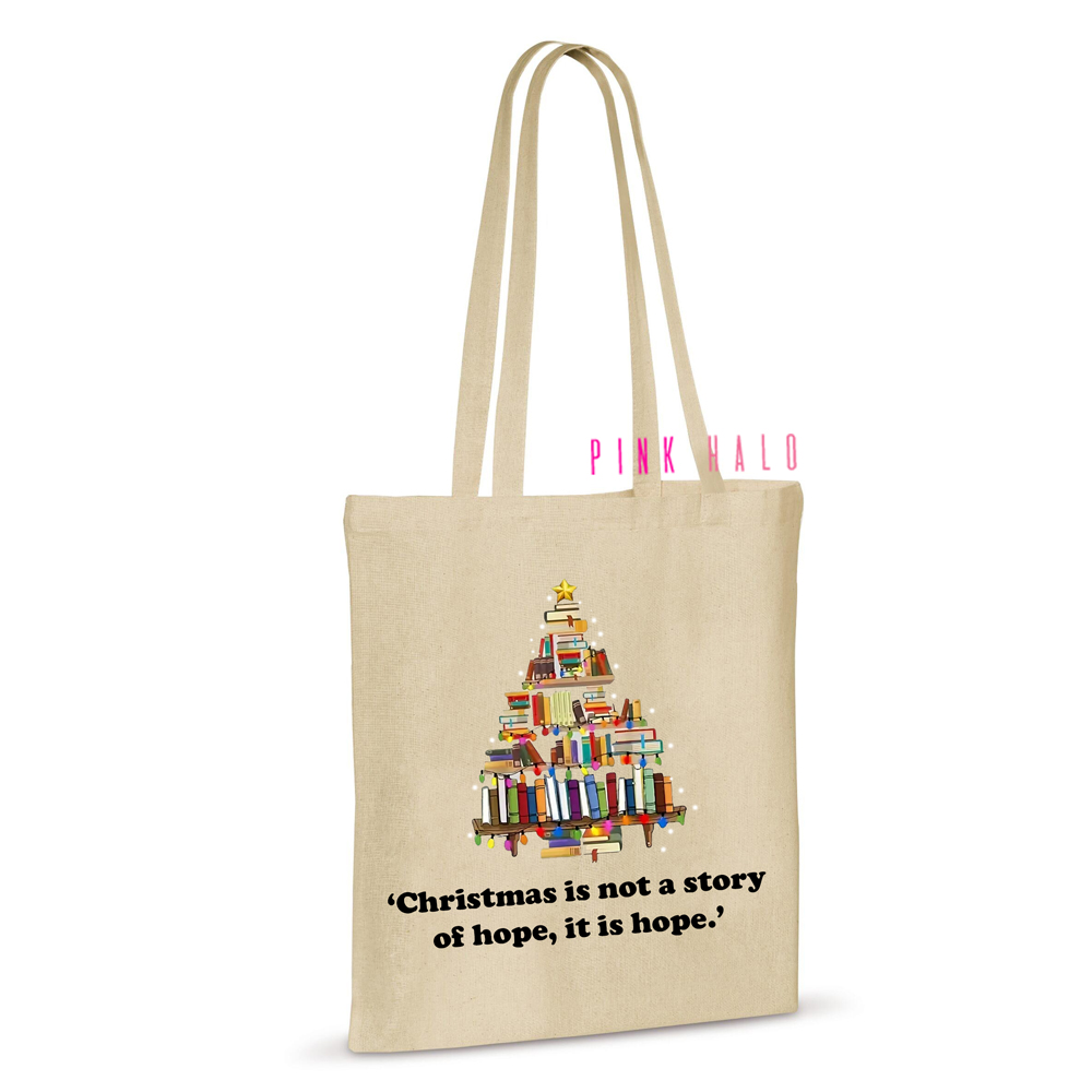 book quote xmas tote